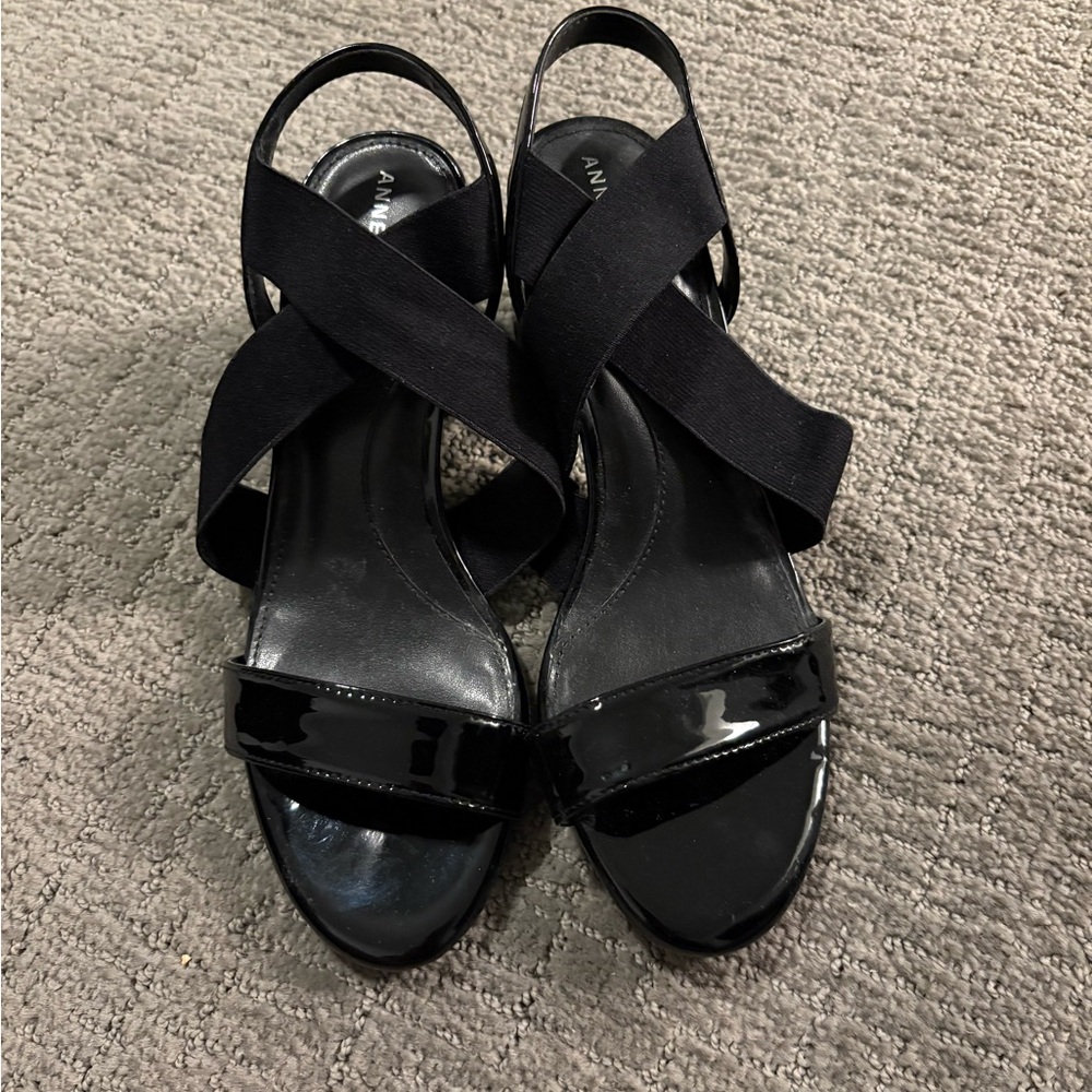 Anne Klein Black Strappy Heeled Sandals